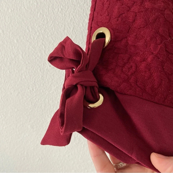 Charter Club Tie Cuff Blouse Artisan Garden Red Large Petite NEW Elegant Preppy - Picture 7 of 10